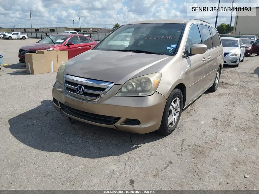 2006 HONDA ODYSSEY VIN 5FNRL38456B448493 — фото 2