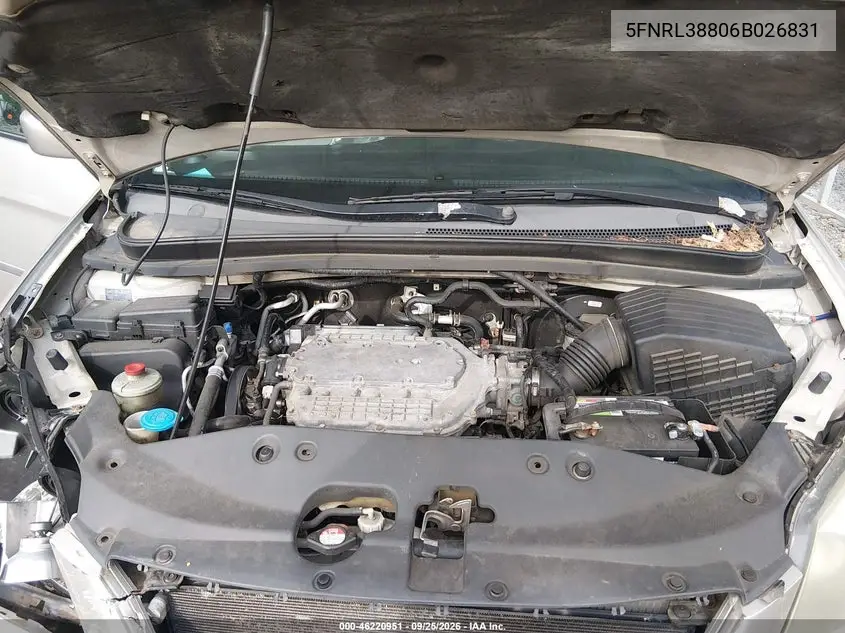 2006 HONDA ODYSSEY VIN 5FNRL38806B026831 — фото 10