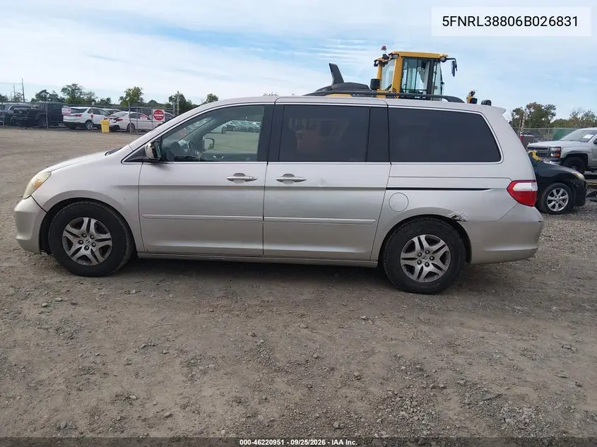2006 HONDA ODYSSEY VIN 5FNRL38806B026831 — фото 14