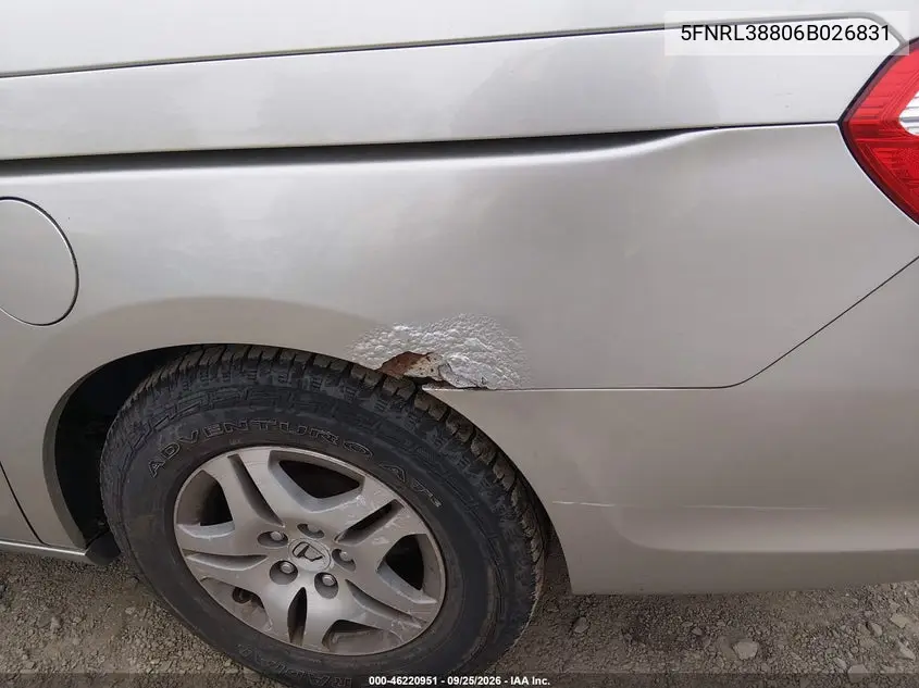 2006 HONDA ODYSSEY VIN 5FNRL38806B026831 — фото 19