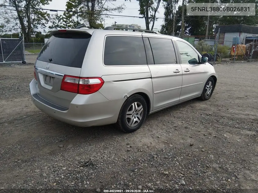 2006 HONDA ODYSSEY VIN 5FNRL38806B026831 — фото 4