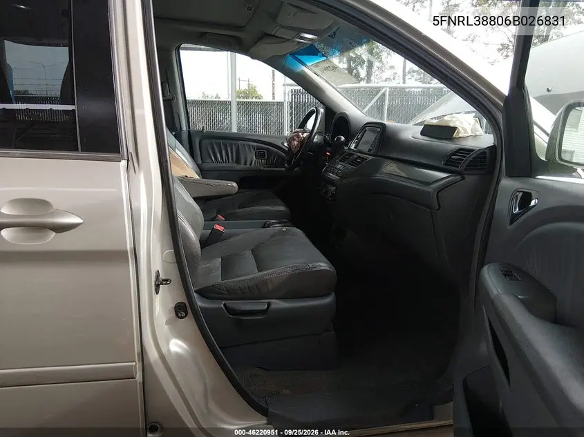 2006 HONDA ODYSSEY VIN 5FNRL38806B026831 — фото 5