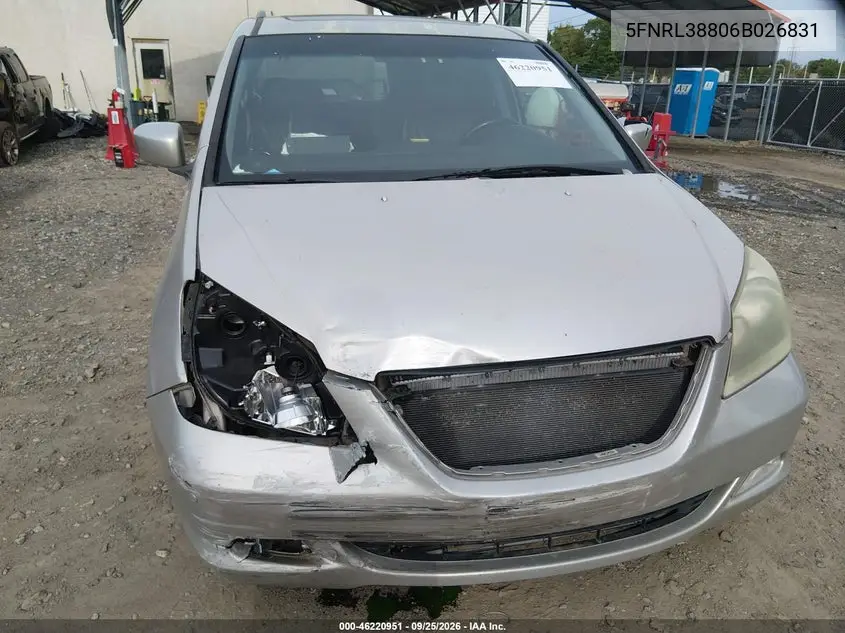 2006 HONDA ODYSSEY VIN 5FNRL38806B026831 — фото 6