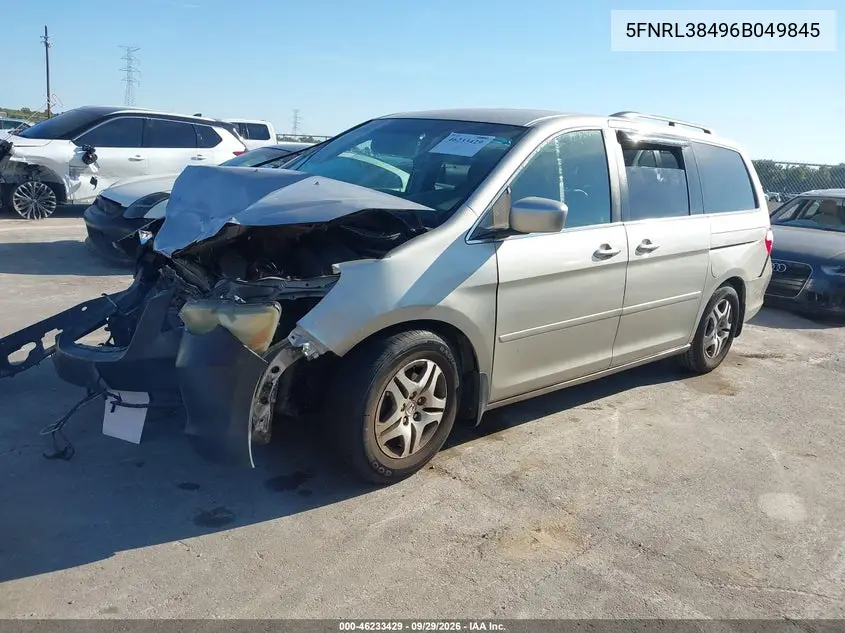 2006 HONDA ODYSSEY VIN 5FNRL38496B049845 — фото 2