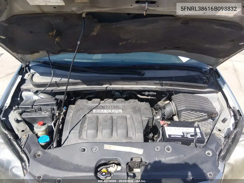 2006 HONDA ODYSSEY VIN 5FNRL38616B098832 — фото 10