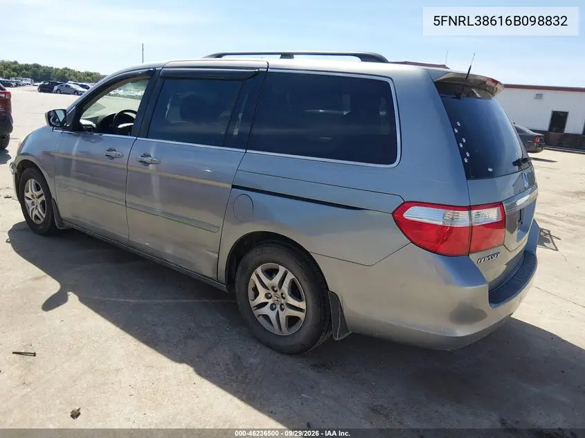 2006 HONDA ODYSSEY VIN 5FNRL38616B098832 — фото 3