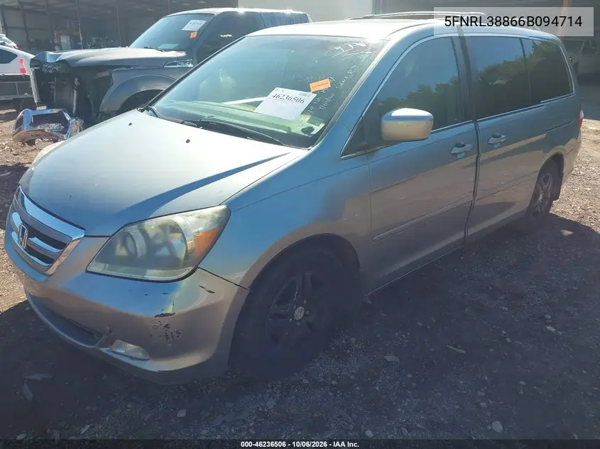 2006 HONDA ODYSSEY VIN 5FNRL38866B094714 — фото 2