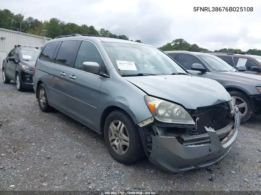 HONDA ODYSSEY 2006, VIN 5FNRL38676B025108
