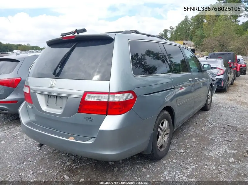2006 HONDA ODYSSEY VIN 5FNRL38676B025108 — фото 4