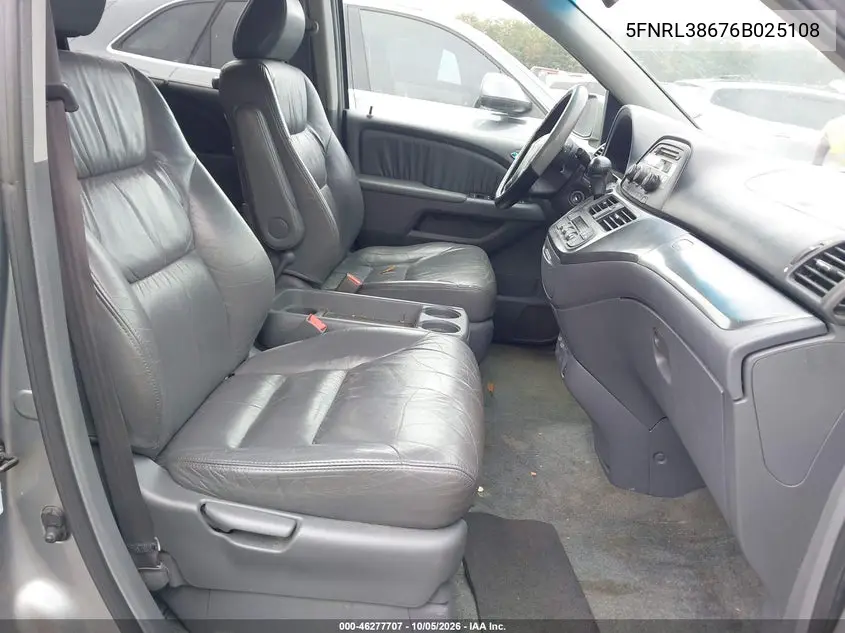 2006 HONDA ODYSSEY VIN 5FNRL38676B025108 — фото 5