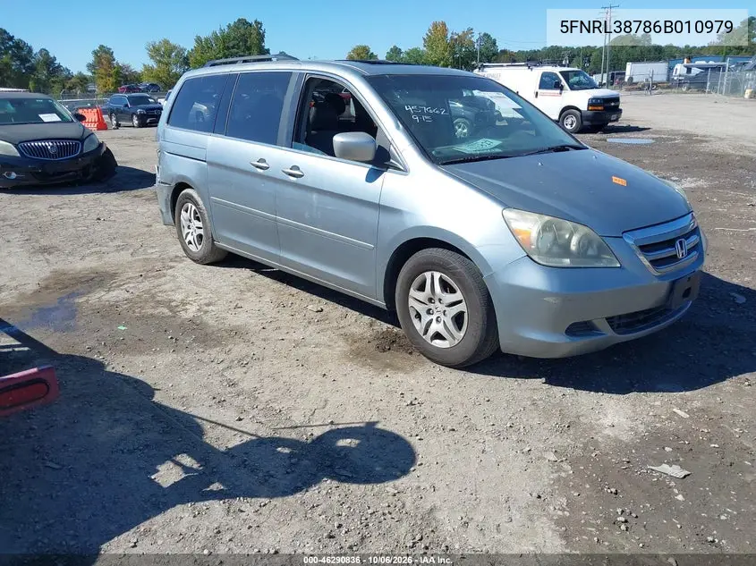 HONDA ODYSSEY 2006, VIN 5FNRL38786B010979