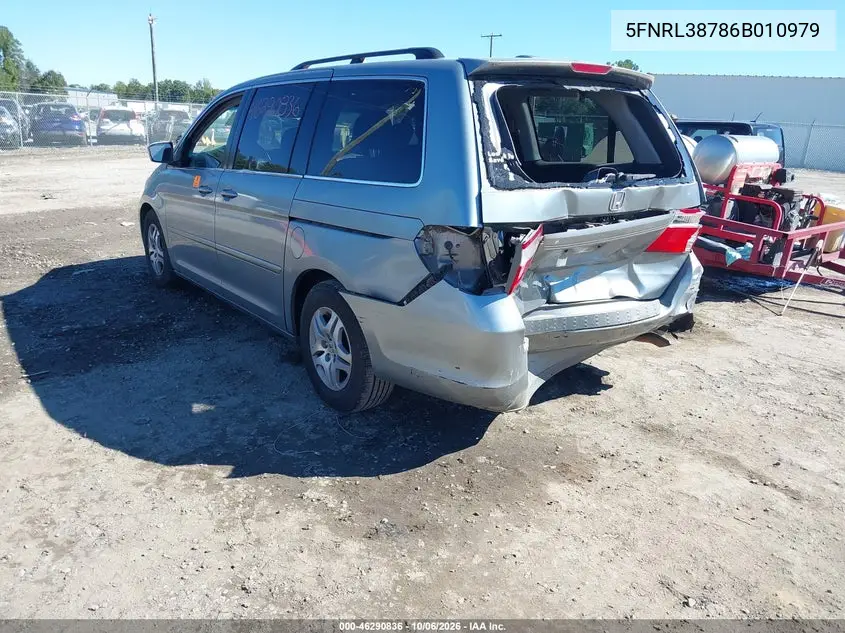 2006 HONDA ODYSSEY VIN 5FNRL38786B010979 — фото 3
