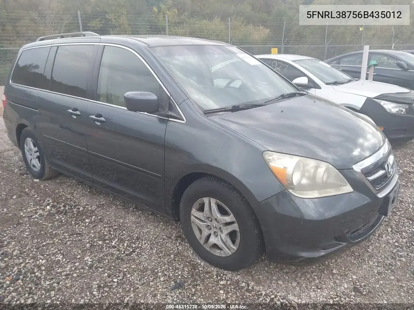 HONDA ODYSSEY 2006, VIN 5FNRL38756B435012