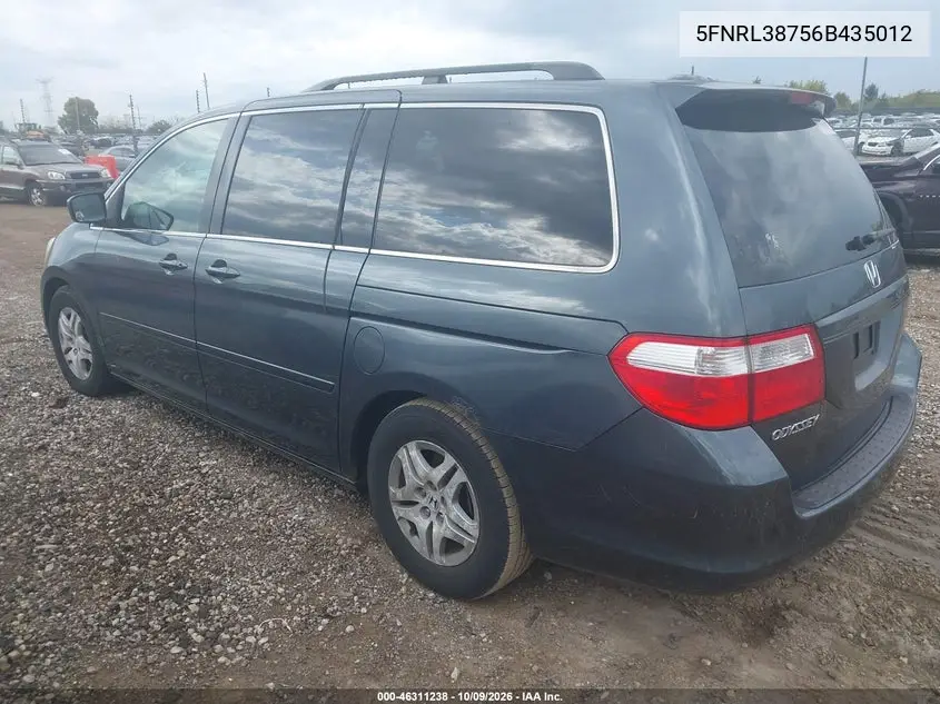 2006 HONDA ODYSSEY VIN 5FNRL38756B435012 — фото 3