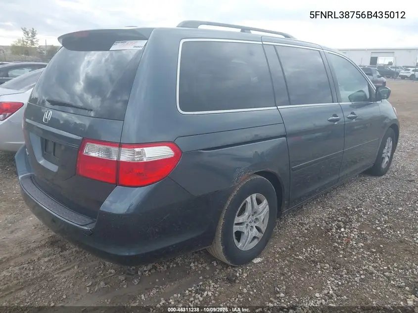 2006 HONDA ODYSSEY VIN 5FNRL38756B435012 — фото 4