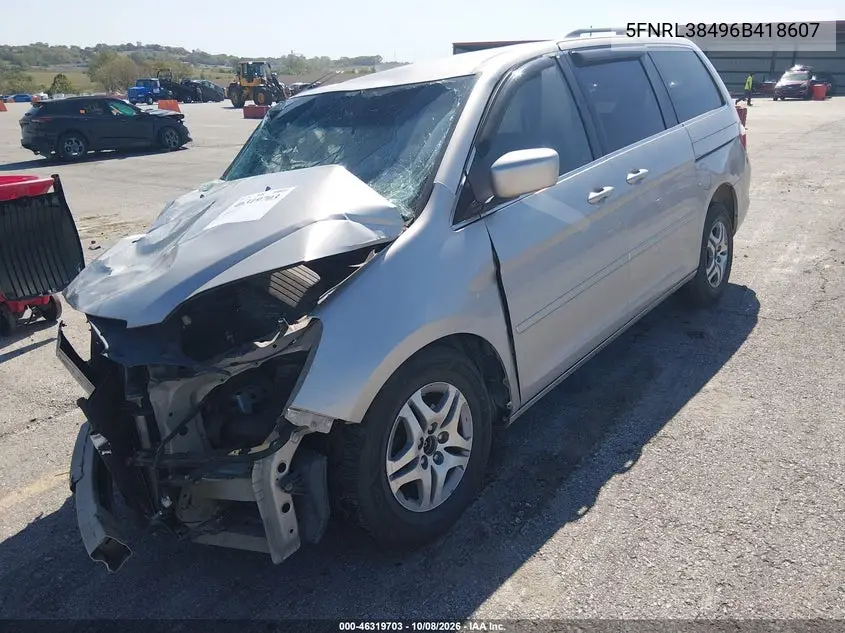 2006 HONDA ODYSSEY VIN 5FNRL38496B418607 — фото 2