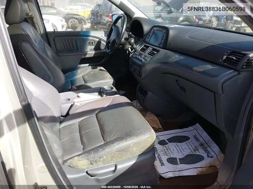 2006 HONDA ODYSSEY VIN 5FNRL38836B060598 — фото 5
