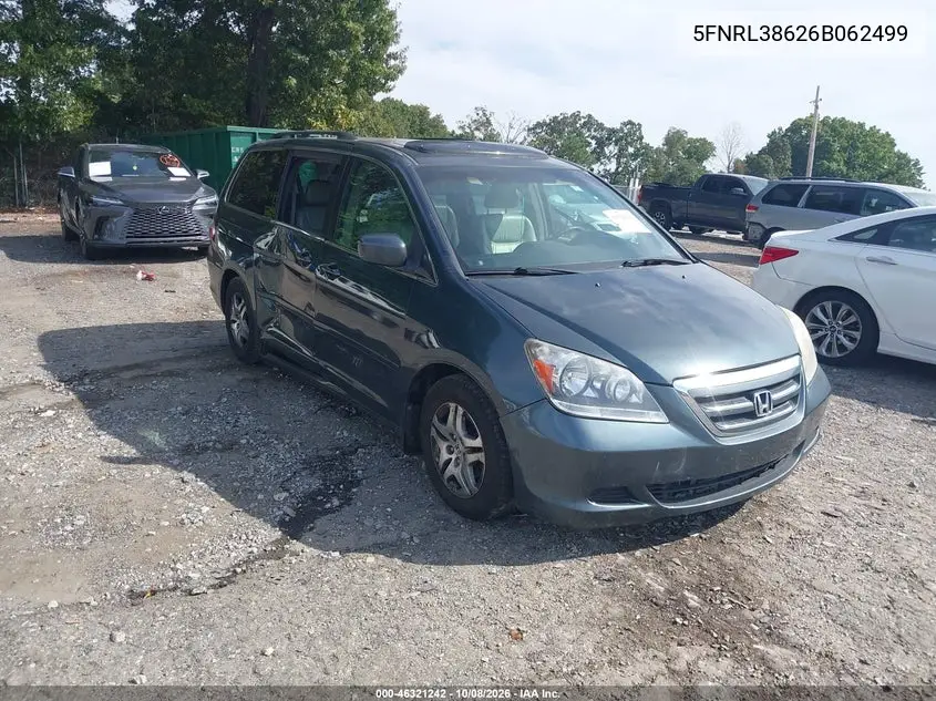 HONDA ODYSSEY 2006, VIN 5FNRL38626B062499