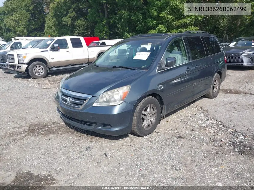 2006 HONDA ODYSSEY VIN 5FNRL38626B062499 — фото 2