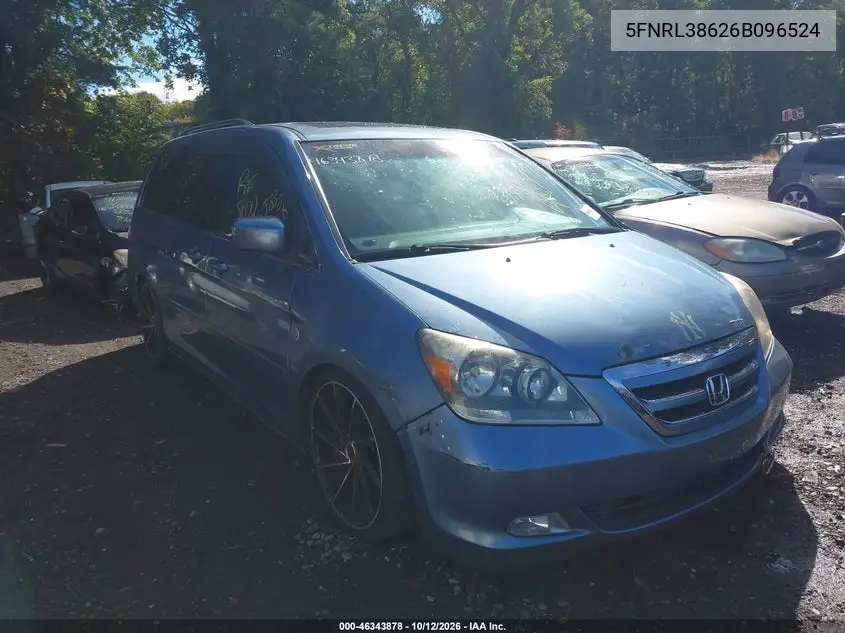 HONDA ODYSSEY 2006, VIN 5FNRL38626B096524