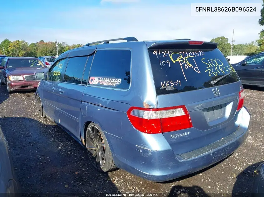 2006 HONDA ODYSSEY VIN 5FNRL38626B096524 — фото 3