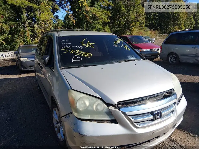 HONDA ODYSSEY 2006, VIN 5FNRL38276B052581