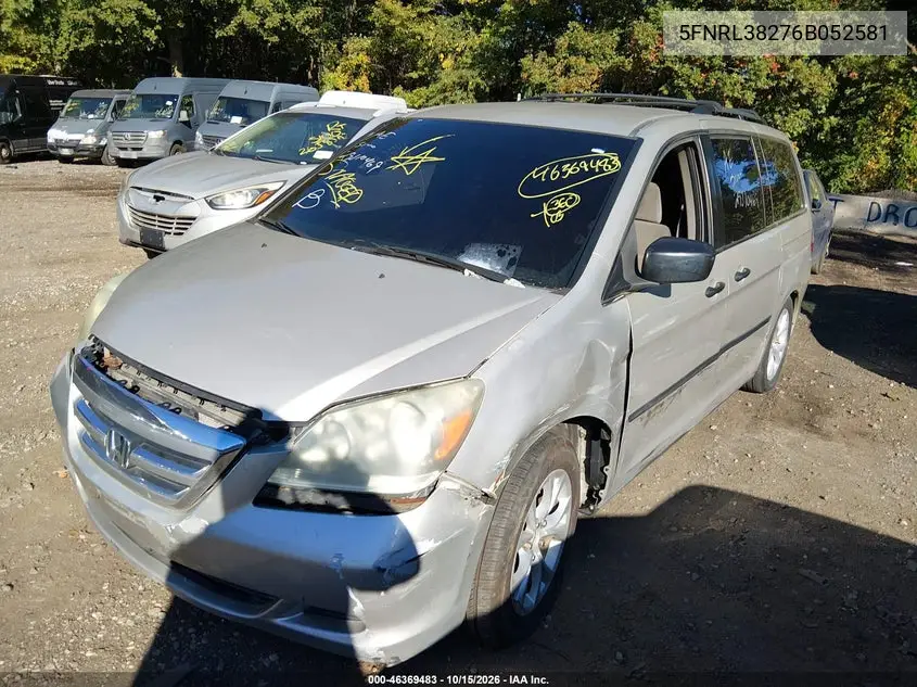 2006 HONDA ODYSSEY VIN 5FNRL38276B052581 — фото 2