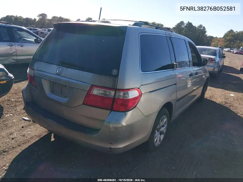 2006 HONDA ODYSSEY VIN 5FNRL38276B052581 — фото 4