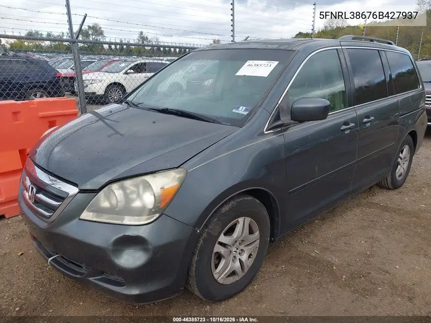2006 HONDA ODYSSEY VIN 5FNRL38676B427937 — фото 2