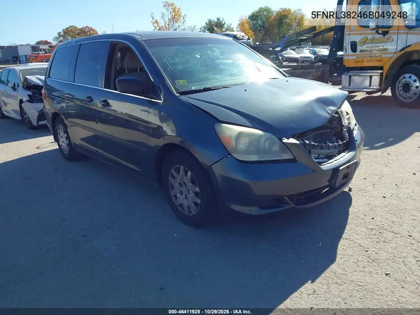 HONDA ODYSSEY 2006, VIN 5FNRL38246B049248