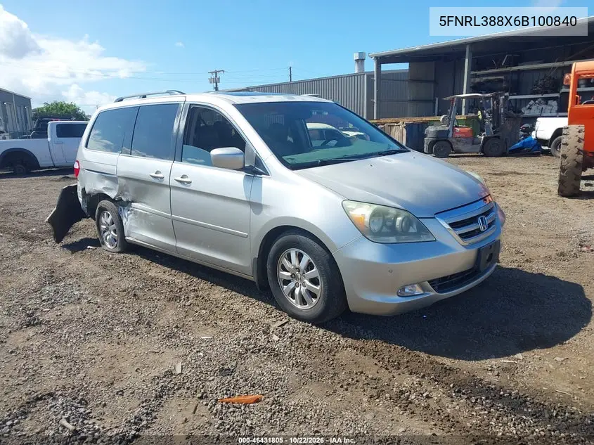 HONDA ODYSSEY 2006, VIN 5FNRL388X6B100840
