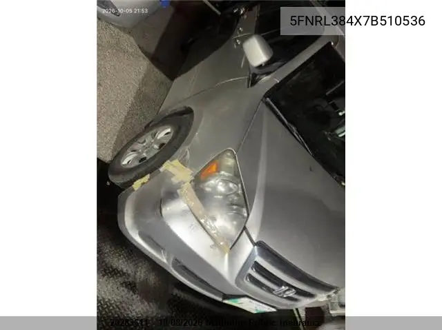 2007 HONDA ODYSSEY VIN 5FNRL384X7B510536 — фото 2