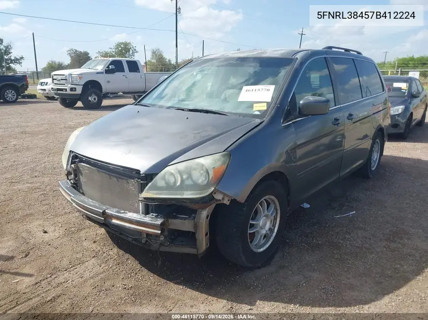 2007 HONDA ODYSSEY VIN 5FNRL38457B412224 — фото 2