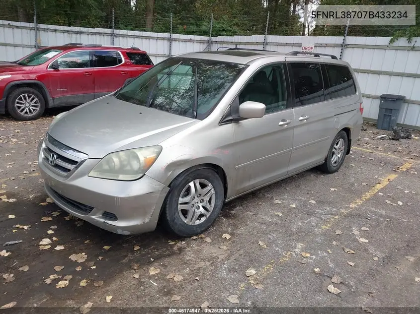 2007 HONDA ODYSSEY VIN 5FNRL38707B433234 — фото 2