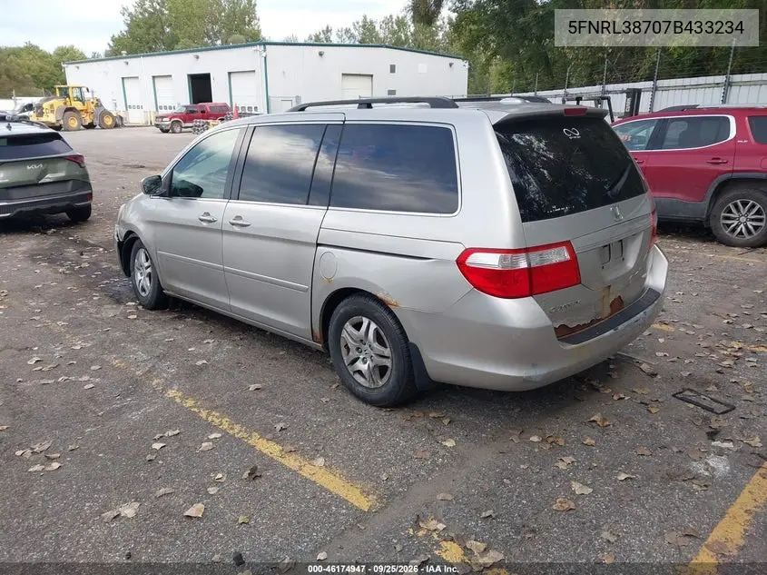 2007 HONDA ODYSSEY VIN 5FNRL38707B433234 — фото 3