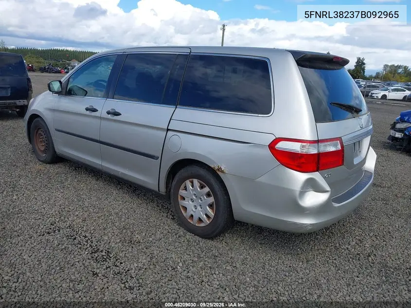 2007 HONDA ODYSSEY VIN 5FNRL38237B092965 — фото 3