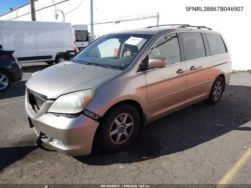 2007 HONDA ODYSSEY VIN 5FNRL38867B046907 — фото 2