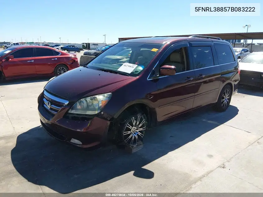 2007 HONDA ODYSSEY VIN 5FNRL38857B083222 — фото 2