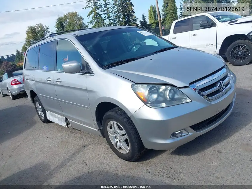 HONDA ODYSSEY 2007, VIN 5FNRL38747B123619