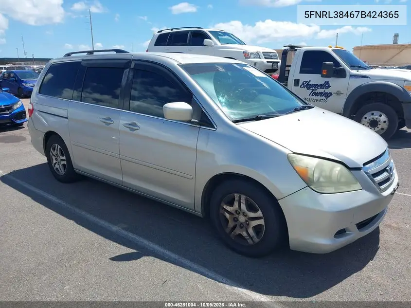 HONDA ODYSSEY 2007, VIN 5FNRL38467B424365