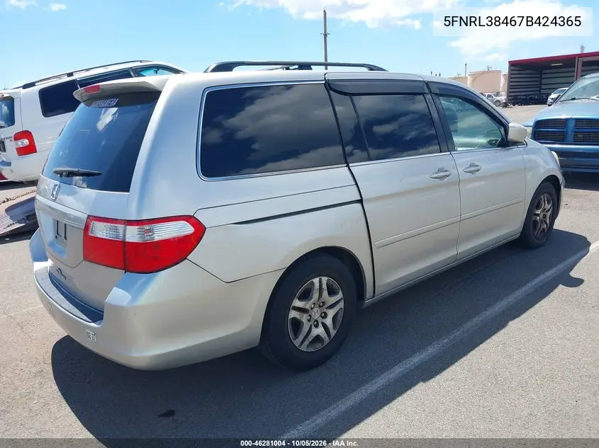 2007 HONDA ODYSSEY VIN 5FNRL38467B424365 — фото 4