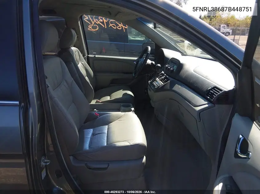 2007 HONDA ODYSSEY VIN 5FNRL38687B448751 — фото 5