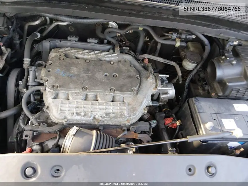 2007 HONDA ODYSSEY VIN 5FNRL38677B064766 — фото 10