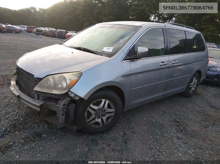 2007 HONDA ODYSSEY VIN 5FNRL38677B064766 — фото 2