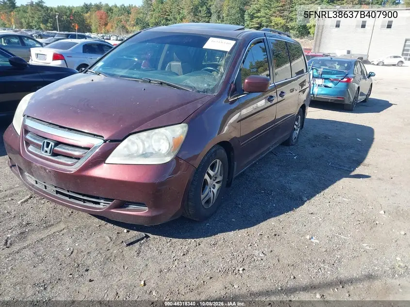 2007 HONDA ODYSSEY VIN 5FNRL38637B407900 — фото 2