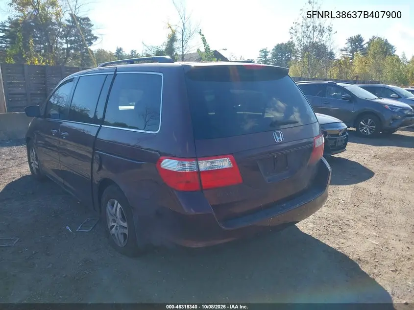 2007 HONDA ODYSSEY VIN 5FNRL38637B407900 — фото 3