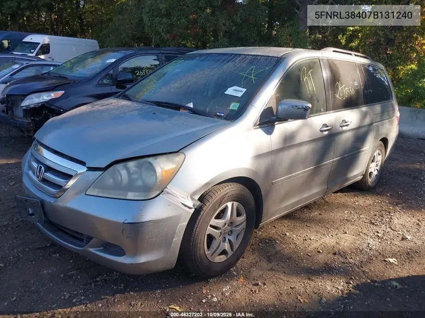 2007 HONDA ODYSSEY VIN 5FNRL38407B131240 — фото 2