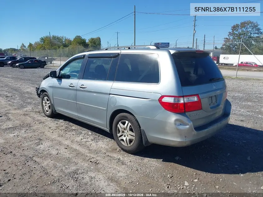 2007 HONDA ODYSSEY VIN 5FNRL386X7B111255 — фото 3