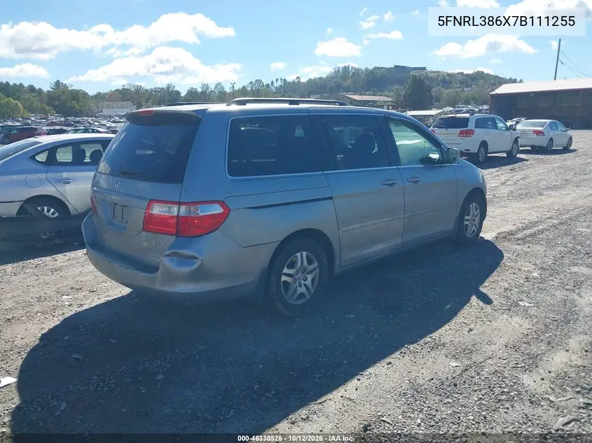 2007 HONDA ODYSSEY VIN 5FNRL386X7B111255 — фото 4