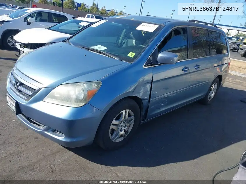 2007 HONDA ODYSSEY VIN 5FNRL38637B124817 — фото 2
